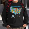 Colorful United States Of America Map Us Landmarks Icons Sweatshirt Gifts for Old Men