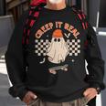 Creep It Real Skateboarding Ghost Retro Halloween Costume Sweatshirt Gifts for Old Men