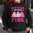 Cute Ghost Wednesday We Wear Pink Halloween Breast Cancer Sweatshirt Gifts for Old Men