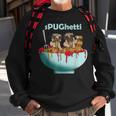 Cute Pugs Dogs In Spaghetti Noodles Eating Pasta Pets Sweatshirt Gifts for Old Men
