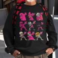 Dabbing Halloween Skeleton Pumpkin Breast Cancer Awareness Sweatshirt Gifts for Old Men