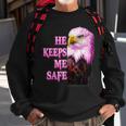 Eagle He Keeps Me Safe - She Keeps Me Wild Sweatshirt Gifts for Old Men