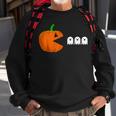 Halloween Pumpkin Eating Ghost Gamer Humor Novelty Sweatshirt Gifts for Old Men