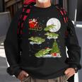 Xmas Lighting Tree Santa Riding Alligator Christmas Sweatshirt Gifts for Old Men