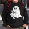 Ghost Holding Knife Halloween Costume Ghoul Spirit Sweatshirt Gifts for Old Men