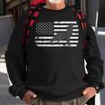 Gray Lone Wolf Distressed American Flag Back Print Sweatshirt Gifts for Old Men