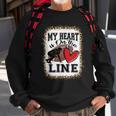 My Heart Is On The Line Offensive Lineman Football Leopard Sweatshirt Gifts for Old Men