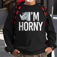 I'm Horny Rhinoceros Cheeky Naughty Pun Sweatshirt Gifts for Old Men