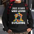 Just A Boy Who Loves Building Blocks Master Builder Sweatshirt Gifts for Old Men