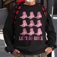 Retro Lets Go Girls Boot Pink Western Cowgirl Sweatshirt Gifts for Old Men