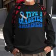 Retro Type 1 Diabetes Awareness Blue Ribbon T1d Warrior Sweatshirt Gifts for Old Men