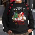 Santa Riding Vizsla This Is My Ugly Christmas Sweater Sweatshirt Gifts for Old Men