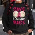 Save Second 2Nd Base Baseball Pink Ribbon Breast Cancer Sweatshirt Gifts for Old Men
