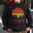 Never Underestimate A Pilot Flying Planes Retro Sunset Sweatshirt Gifts for Old Men