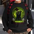 Vintage Scary Halloween Cat Witch Hat Moon Costume Sweatshirt Gifts for Old Men