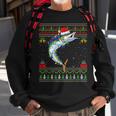 Xmas Lights Ugly Sweater Style Santa Wahoo Fish Christmas Sweatshirt Gifts for Old Men