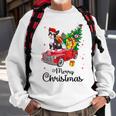Boston Terrier Ride Red Truck Christmas Pajama Sweatshirt Gifts for Old Men