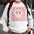 Checkered Pattern Smile Face Vintage Happy Face Red Retro Sweatshirt Gifts for Old Men