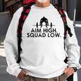 Cool Fitness Motivational Aim High Squat Low Quote Gym Sweatshirt Gifts for Old Men