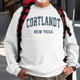 Cortlandt New York Ny Vintage Varsity Sports Navy Sweatshirt Gifts for Old Men