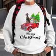 Doberman Pinscher Ride Red Truck Christmas Pajama Sweatshirt Gifts for Old Men