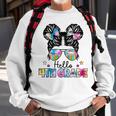 First Day Of School Hello 4Th Grade Girls Messy Bun Sweatshirt Gifts for Old Men