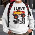 I Love Monster Trucks Cute Bigfoot Trucks Sweatshirt Gifts for Old Men