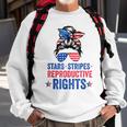 Messy Bun American Flag Stars Stripes Reproductive Rights Sweatshirt Gifts for Old Men