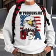 My Pronouns Are Usa American Flag Patriotic Eagle Graphic Patriotic Funny Gifts Sweatshirt Gifts for Old Men