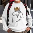 Rough Collie Dog Wearing Crown Sweatshirt Gifts for Old Men