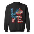 4Th Of July Love Peace Sunflower Patriotic American Flag Usa Sweatshirt