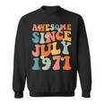 Awesome Since July 1971 Hippie Retro Groovy Birthday Sweatshirt