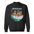 Cute Pugs Dogs In Spaghetti Noodles Eating Pasta Pets Sweatshirt