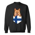 Finland Flag Finnish Spitz Dog In Pocket Sweatshirt