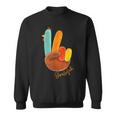 Peace Sign Turkey Hand Cool Thanksgiving Hippie Men Sweatshirt