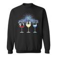 Funny Wine Glass Red White Blue Firework Happy 4Th Of July Sweatshirt