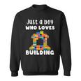 Just A Boy Who Loves Building Blocks Master Builder Sweatshirt