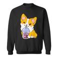 Kawaii Corgi Loves Bubble Tea Funny Bobas Welsh Dog Sweatshirt