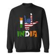 I Love India Sign Language Flag Of Usa And India Indian Sweatshirt