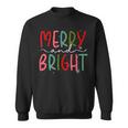 Merry And Bright Christmas Women Girls Kids Toddlers Cute Sweatshirt