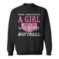 Never Underestimate A Girl Who Plays Softball Grunge Look Sweatshirt