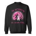 In October We Wear Pink Cat Witch Breast Cancer Halloween Sweatshirt