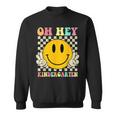 Oh Hey Kindergarten Hippie Smile Face Retro Back To School Sweatshirt