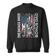 One Badass Biker Bonus Dad Grunge American Flag Skeleton Funny Gifts For Dad Sweatshirt