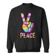 Retro 60’S 70’S Tie Dye Peace V Hand Sign Hippie Graphic Sweatshirt