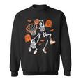 Spooky Skeleton Dunking Basketball Graveyard Halloween Sweatshirt