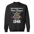 Never Underestimate A Pool Player Born In 1948 75Th Birthday Sweatshirt