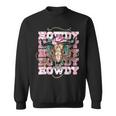Vintage Pink Leopard Howdy Bull Skull Cowgirl Rodeo Western Sweatshirt