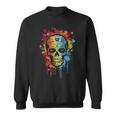 Watercolor Skull Graphic Color Skull Halloween Sweatshirt
