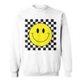 70S Yellow Smile Face Cute Checkered Smiling Happy Sweatshirt